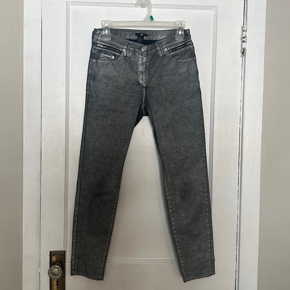 H&M Metallic Grey Pants